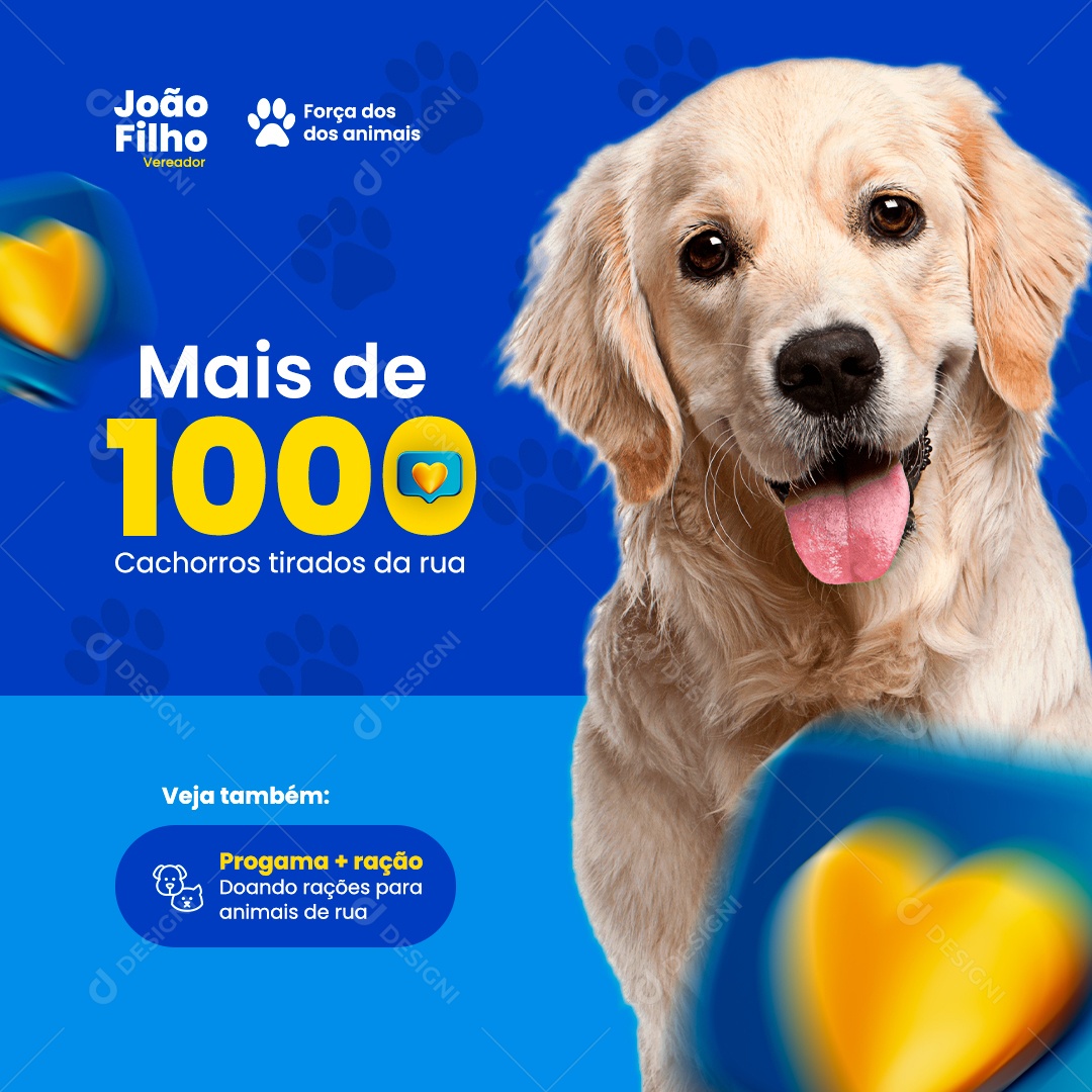 Mais de 1000 Mil Cachorros Tirados da Rua Vereador Política Social Media PSD EDitável