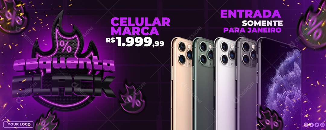 Promoção Em Celulares Smartfones Esquenta Black Social Media PSD Editável