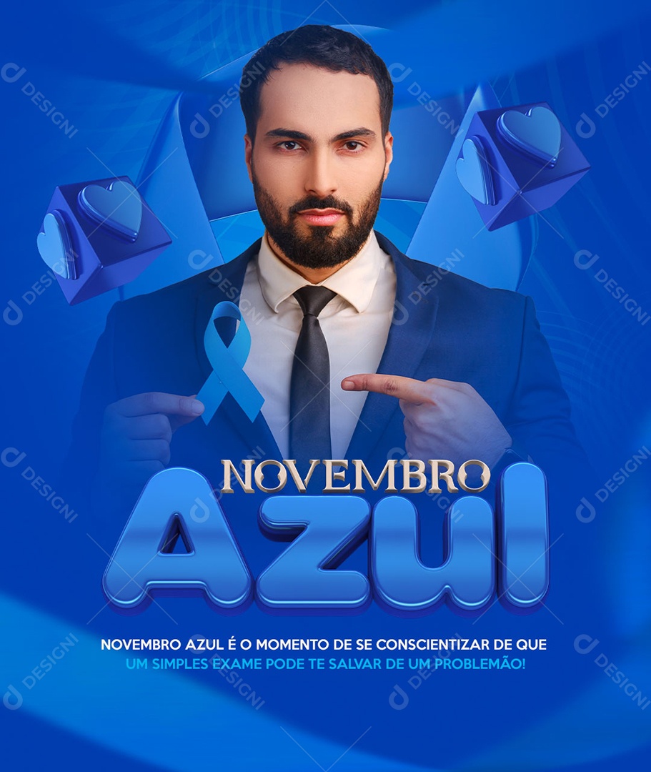 Novembro Azul Data Comemorativa Mês Prevenção Ao Câncer De Próstata Social Media PSD Editável