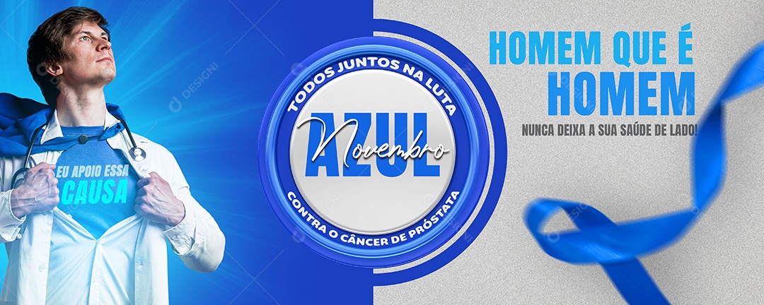Banner Novembro Azul Combate ao Câncer de Próstata Social Media PSD Editável