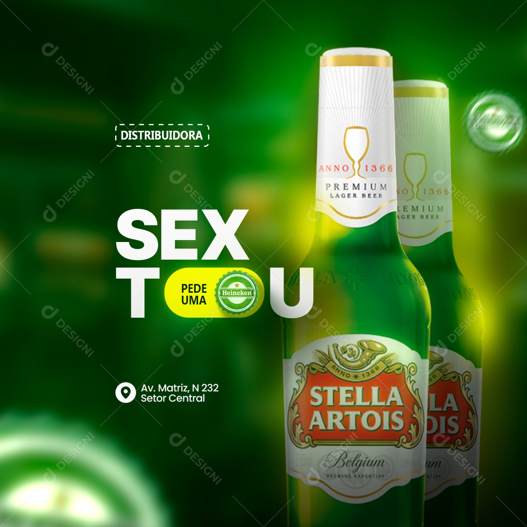 Distribuidora Sextou Pede Uma Stella Artois Social Media PSD Editável