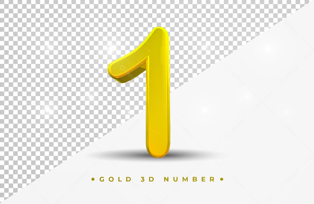 Elemento 3D Para Composição Número 1 Dourado PSD