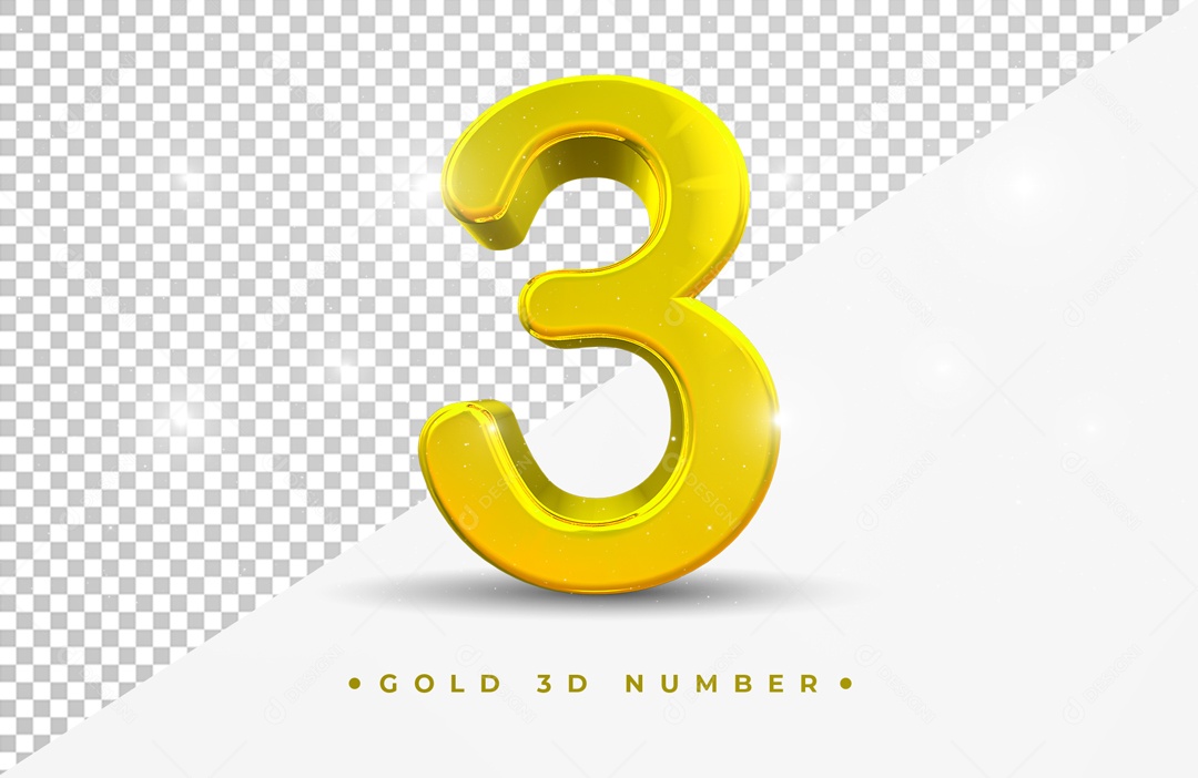 Elemento 3D Para Composição Número 3 Dourado PSD