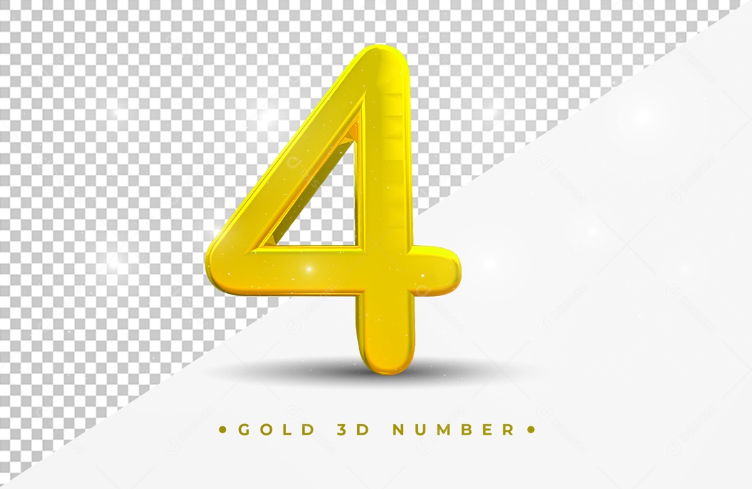 Elemento 3D Para Composição Número 4 Dourado PSD