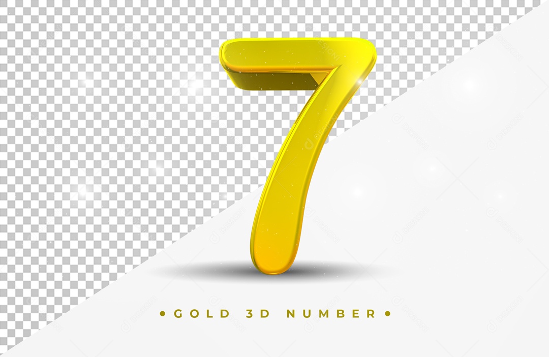 Elemento 3D Para Composição Número 7 Dourado PSD