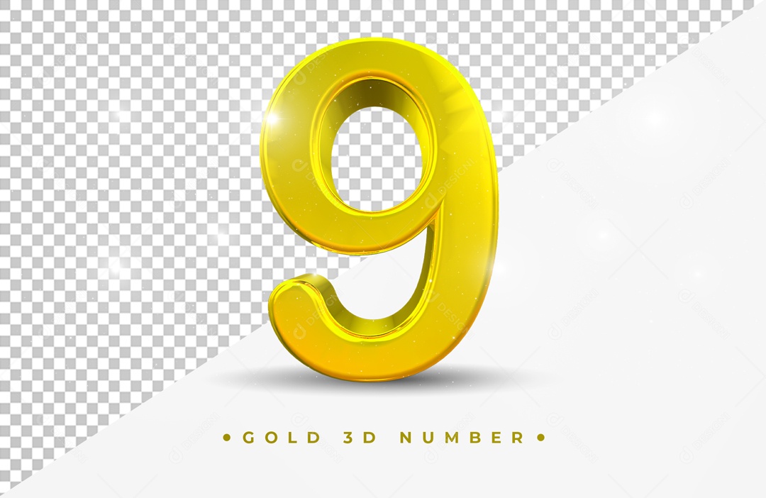 Elemento 3D Para Composição Número 9 Dourado PSD