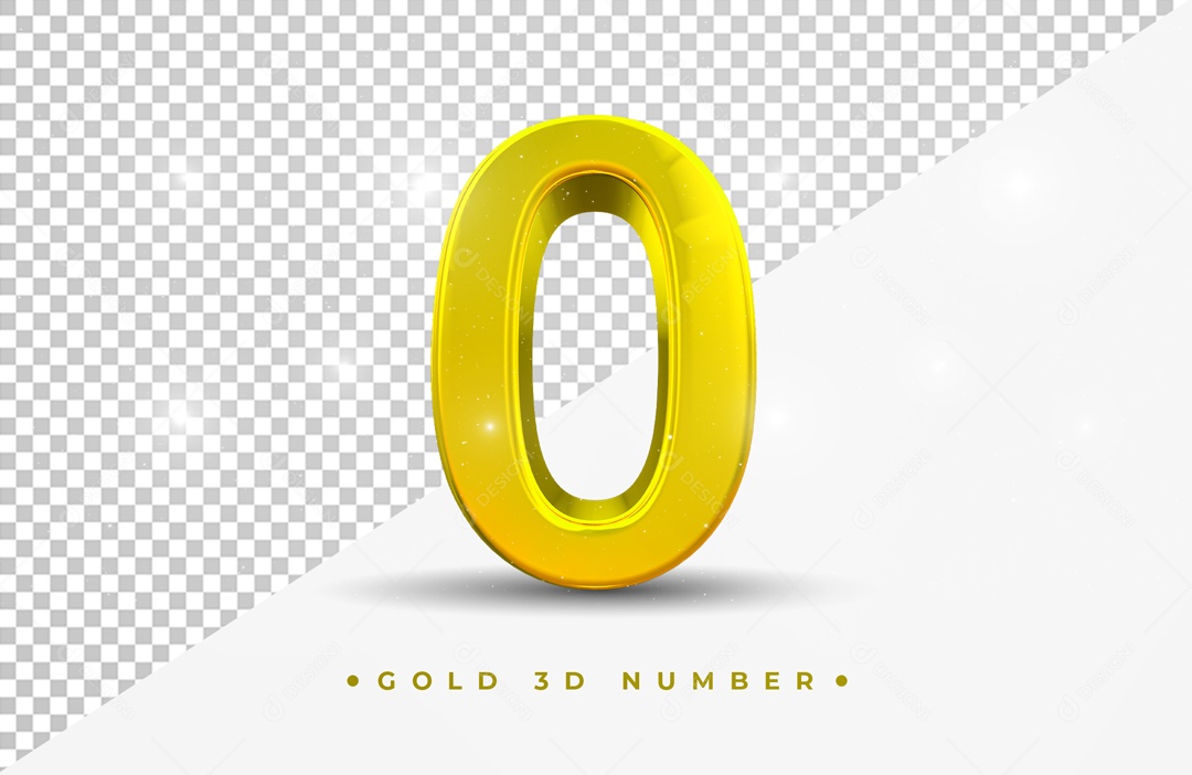Elemento 3D Para Composição Número 0 Dourado PSD