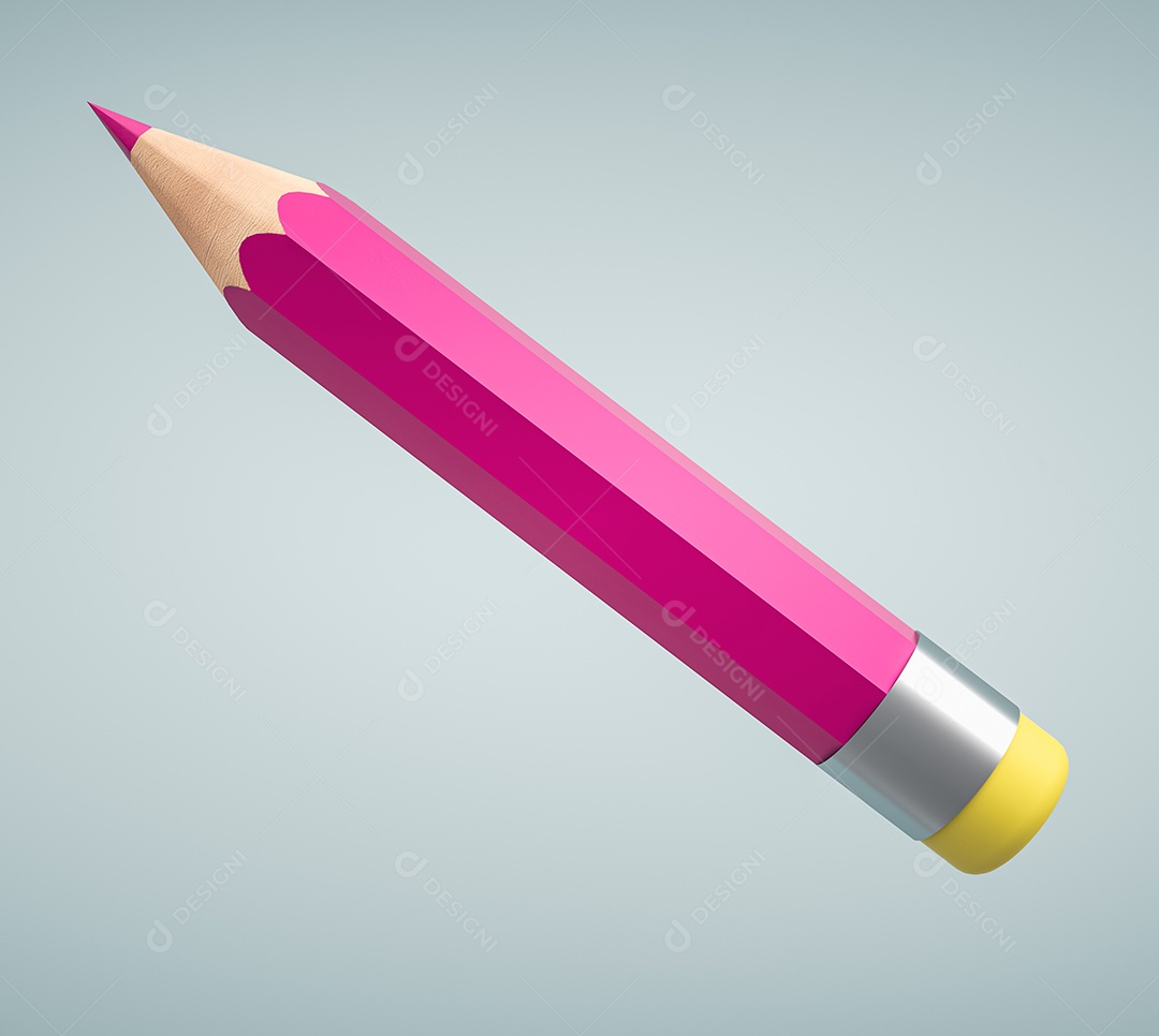 Design de arte de lápis de desenho rosa ou equipamento de papelaria educacional