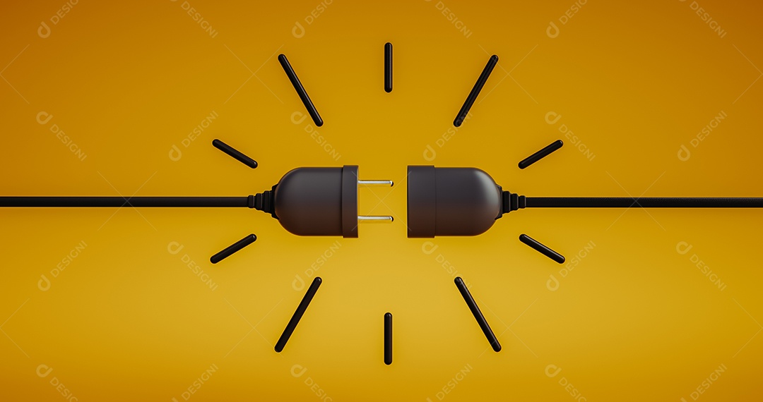 Ready to connect. White power plug and electric socket in yellow