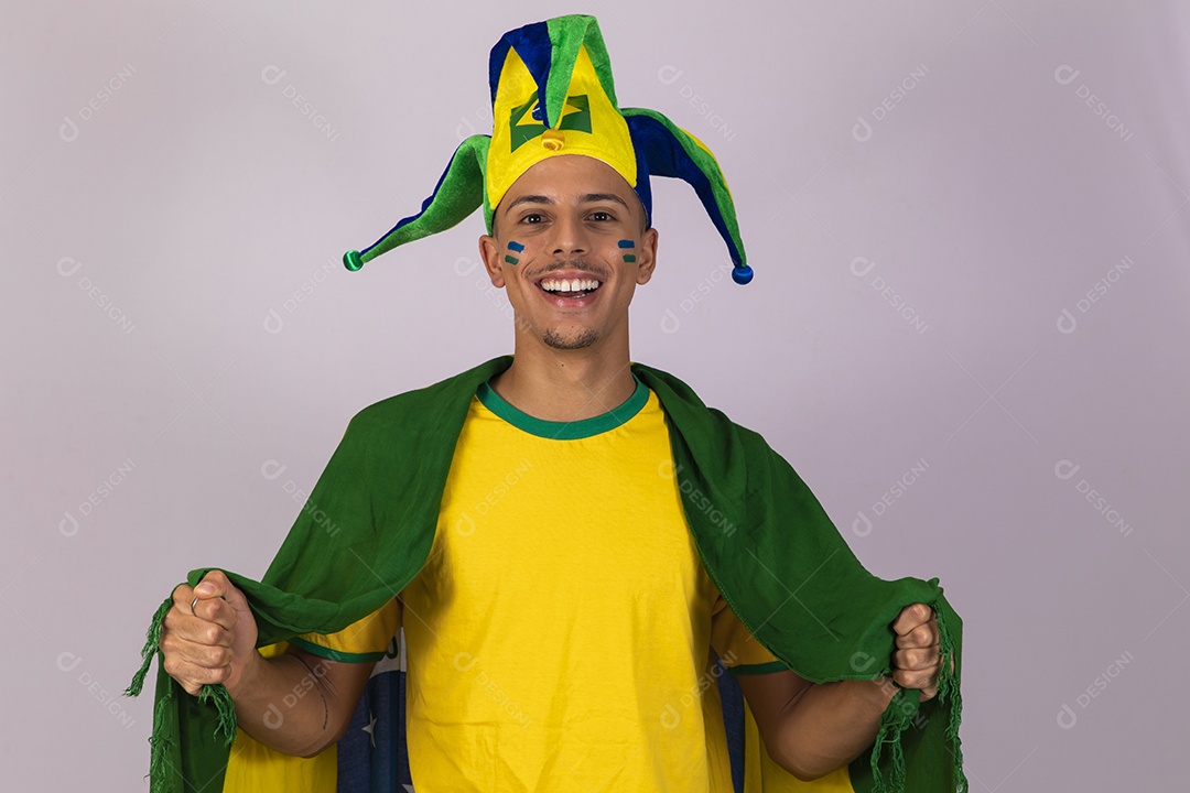 Homem jovem brasileiro torcedor copa do mundo Futebol