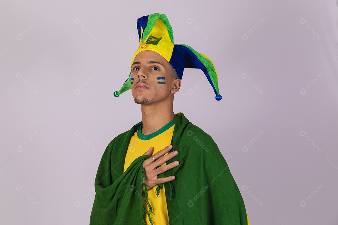 Homem jovem brasileiro torcedor copa do mundo Futebol