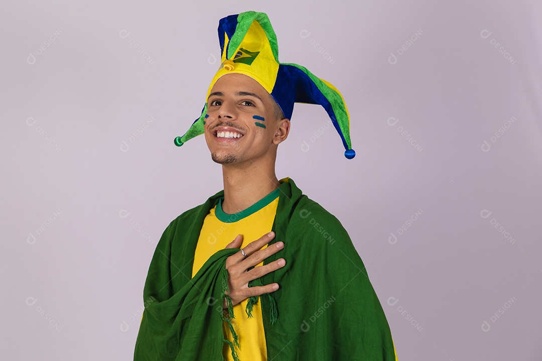 Homem jovem brasileiro torcedor copa do mundo Futebol