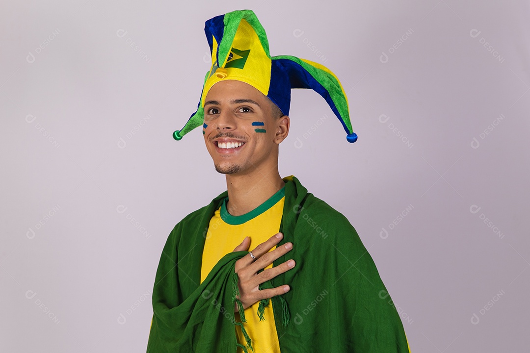 Homem jovem brasileiro torcedor copa do mundo Futebol