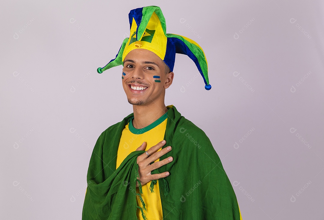 Homem jovem brasileiro torcedor copa do mundo Futebol