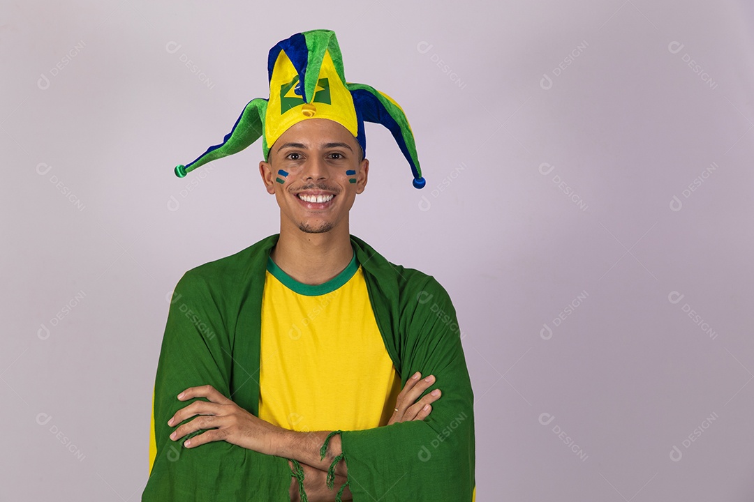 Homem jovem brasileiro torcedor copa do mundo Futebol