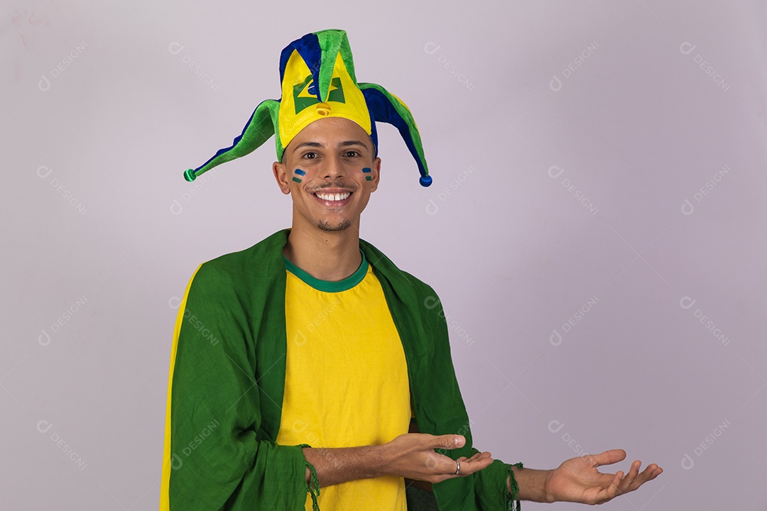 Homem jovem brasileiro torcedor copa do mundo Futebol