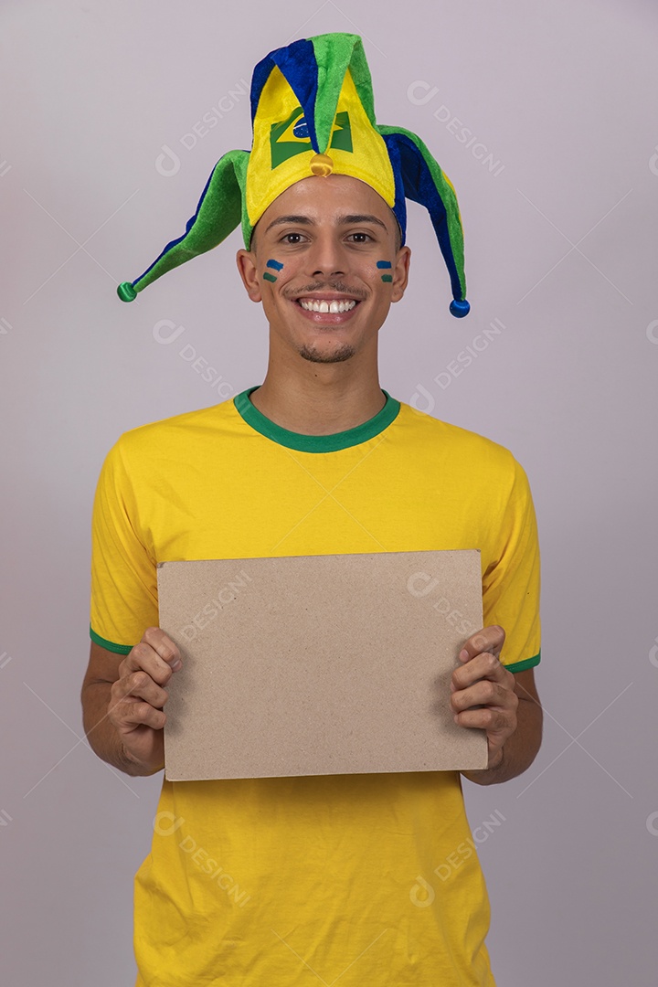 Homem jovem brasileiro torcedor copa do mundo Futebol