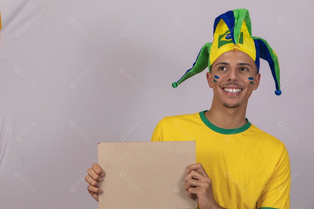 Homem jovem brasileiro torcedor copa do mundo Futebol