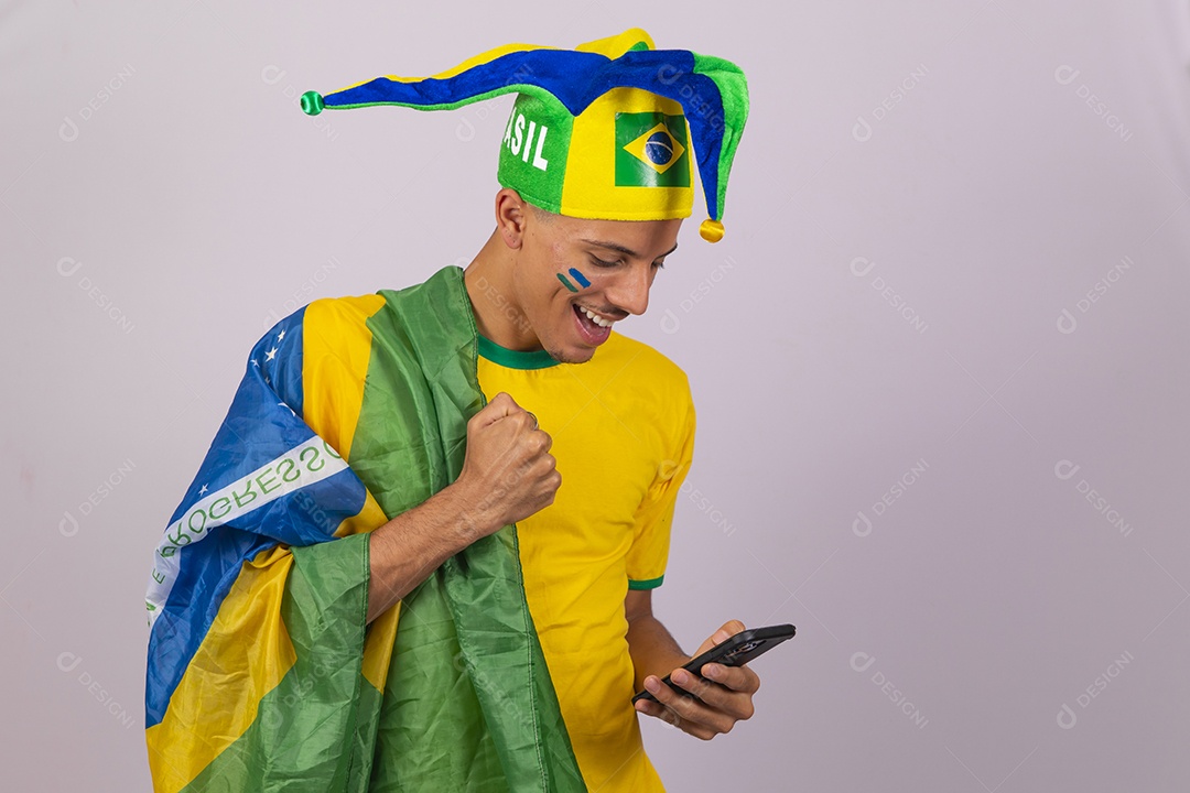 Homem jovem brasileiro torcedor copa do mundo Futebol