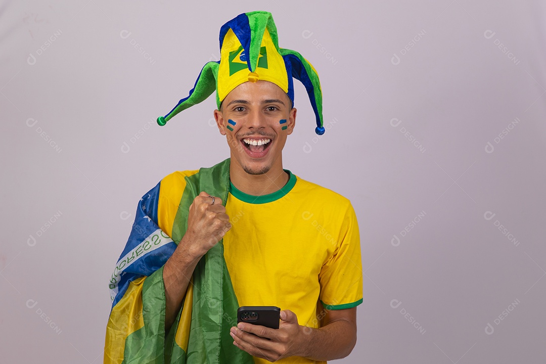 Homem jovem brasileiro torcedor copa do mundo Futebol