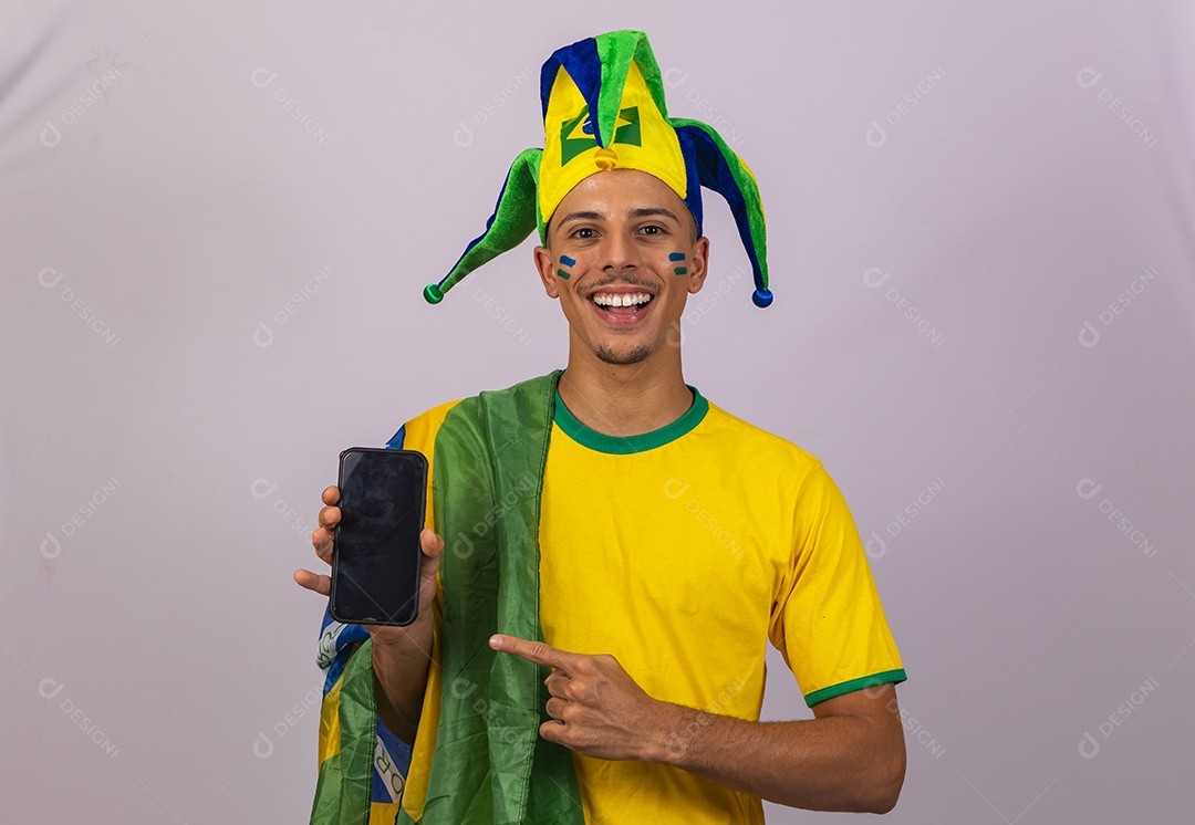 Homem jovem brasileiro torcedor copa do mundo Futebol