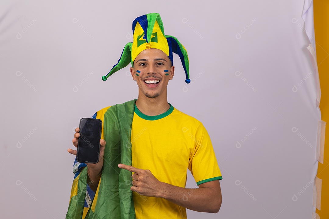 Homem jovem brasileiro torcedor copa do mundo Futebol