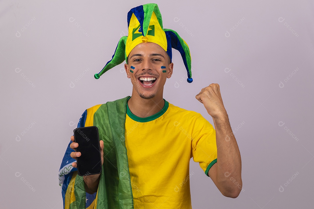 Homem jovem brasileiro torcedor copa do mundo Futebol