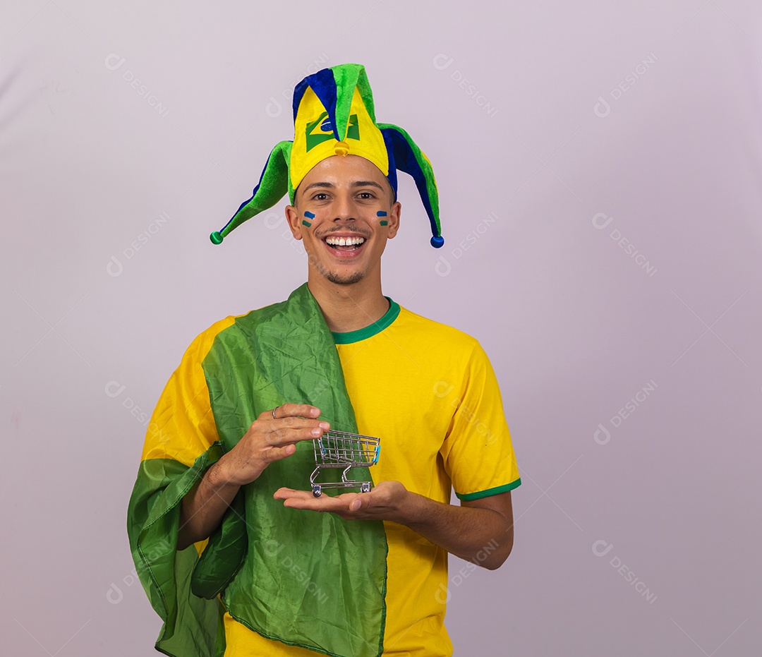 Homem jovem brasileiro torcedor copa do mundo Futebol