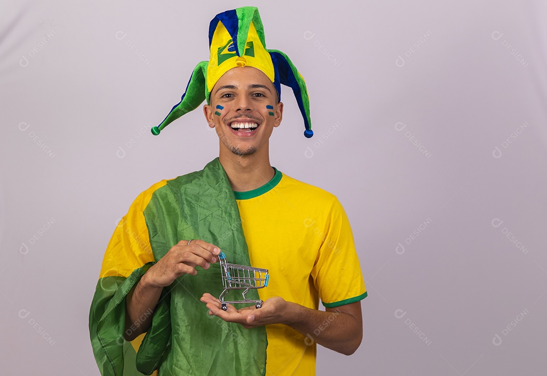 Homem jovem brasileiro torcedor copa do mundo Futebol