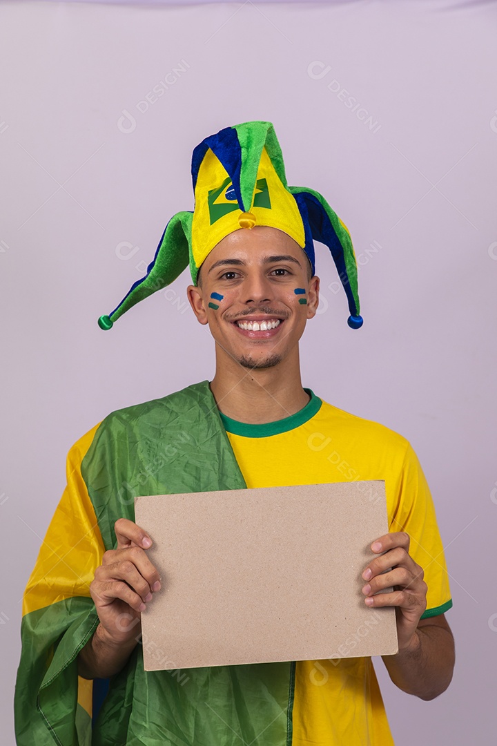 Homem jovem brasileiro torcedor copa do mundo Futebol