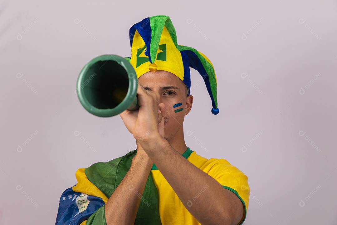 Homem jovem brasileiro torcedor copa do mundo Futebol
