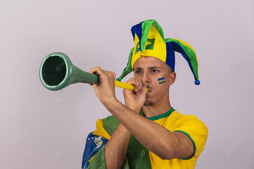 Homem jovem brasileiro torcedor copa do mundo Futebol