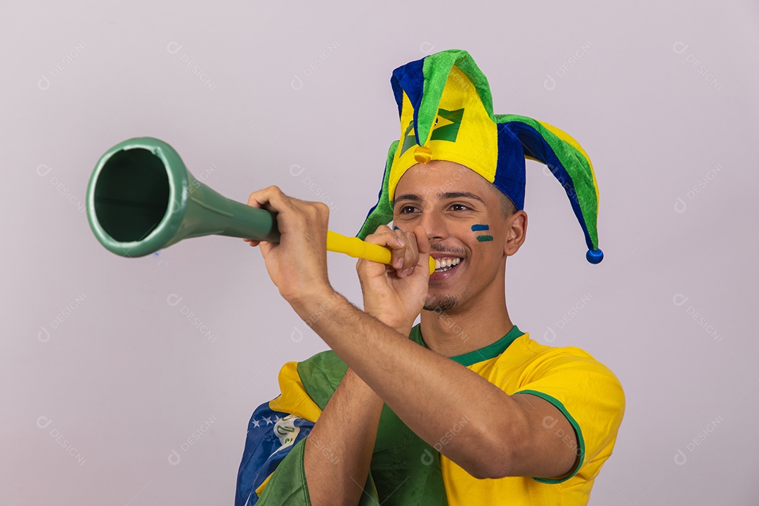 Homem jovem brasileiro torcedor copa do mundo Futebol