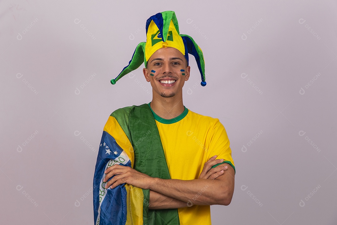 Homem jovem brasileiro torcedor copa do mundo Futebol