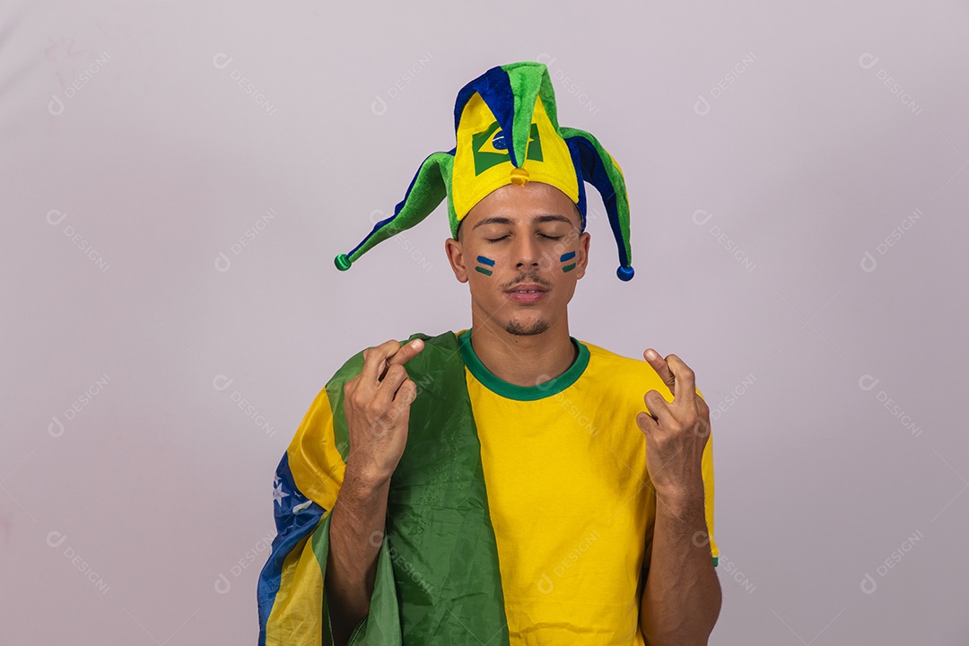 Homem jovem brasileiro torcedor copa do mundo Futebol