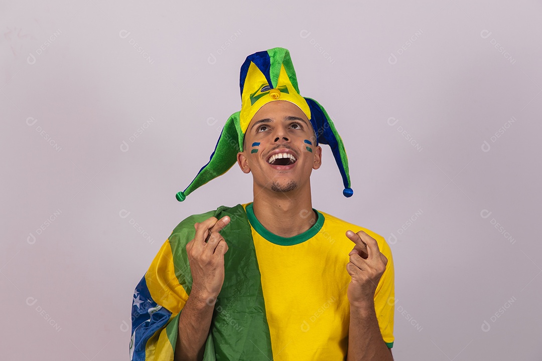 Homem jovem brasileiro torcedor copa do mundo Futebol