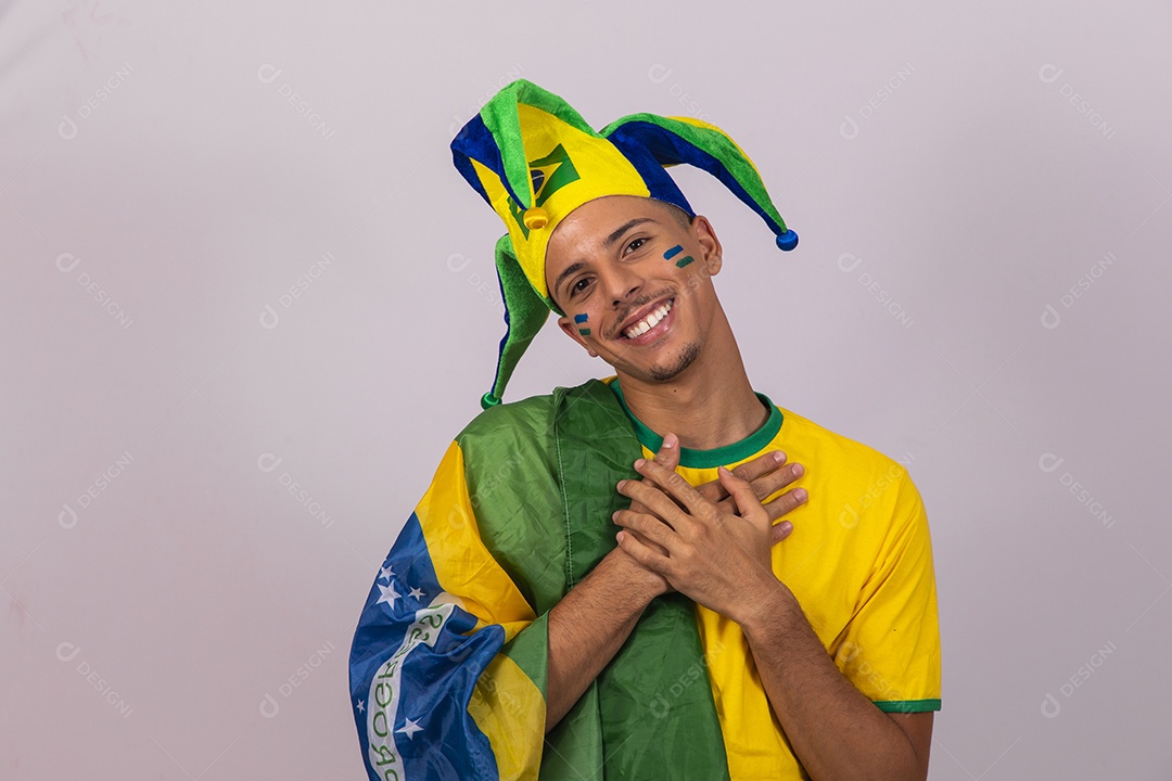 Homem jovem brasileiro torcedor copa do mundo Futebol