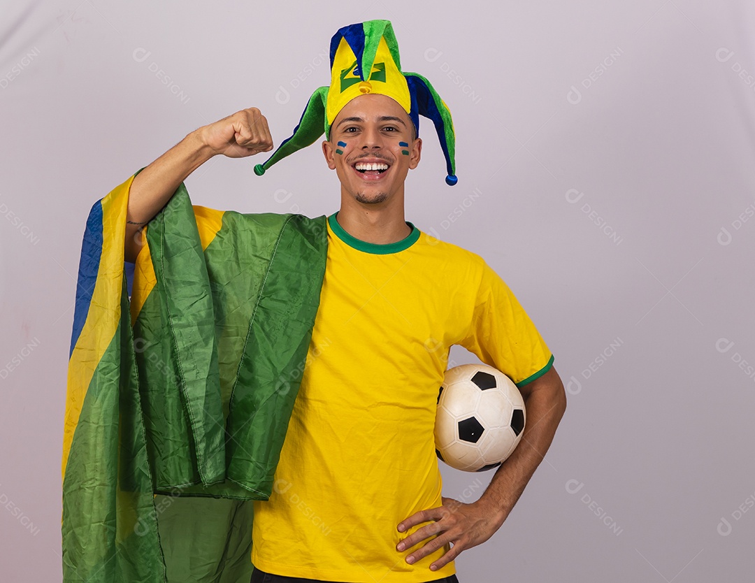 Homem jovem brasileiro torcedor copa do mundo Futebol