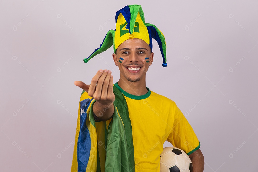 Homem jovem brasileiro torcedor copa do mundo Futebol