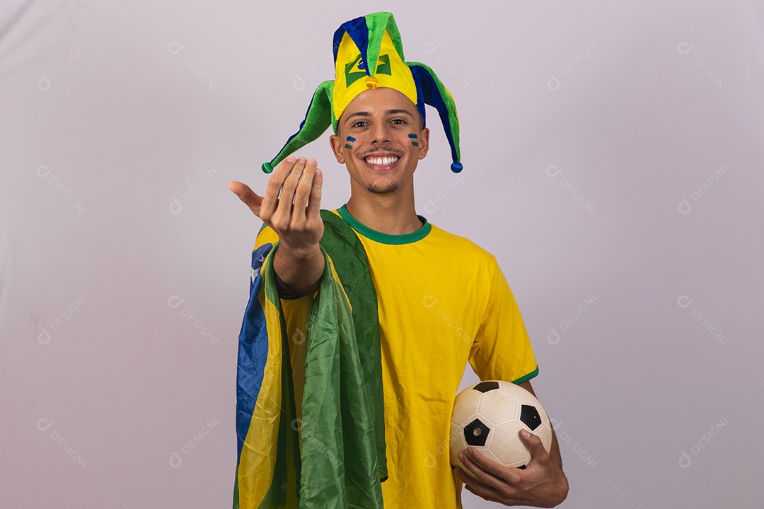 Homem jovem brasileiro torcedor copa do mundo Futebol