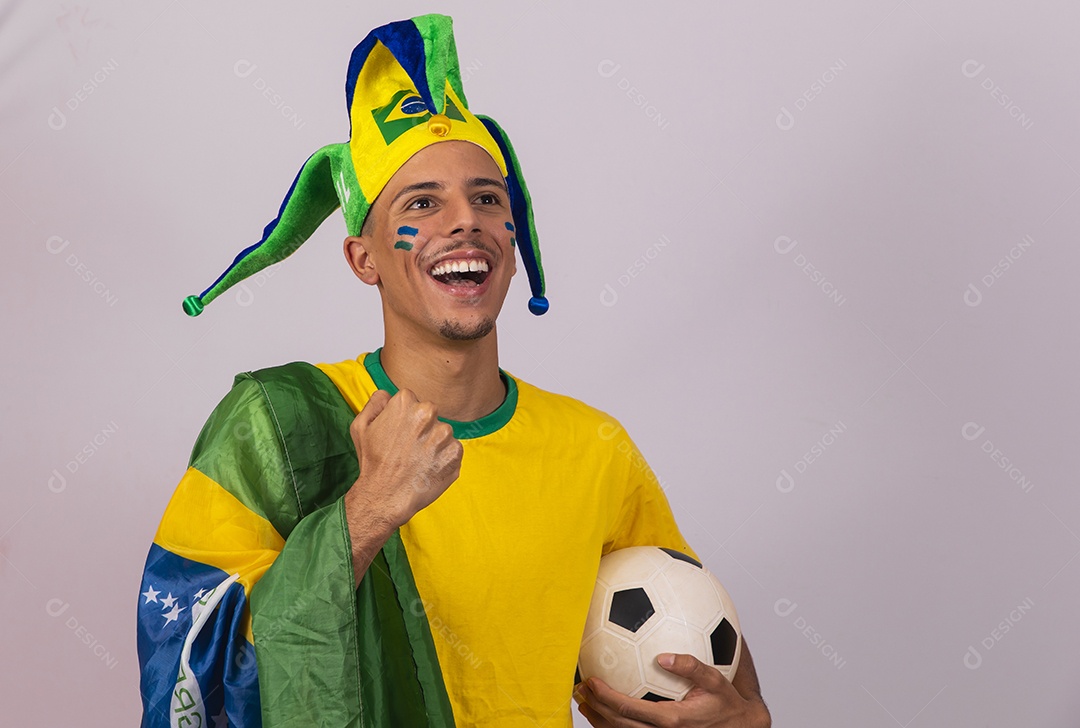 Homem jovem brasileiro torcedor copa do mundo Futebol