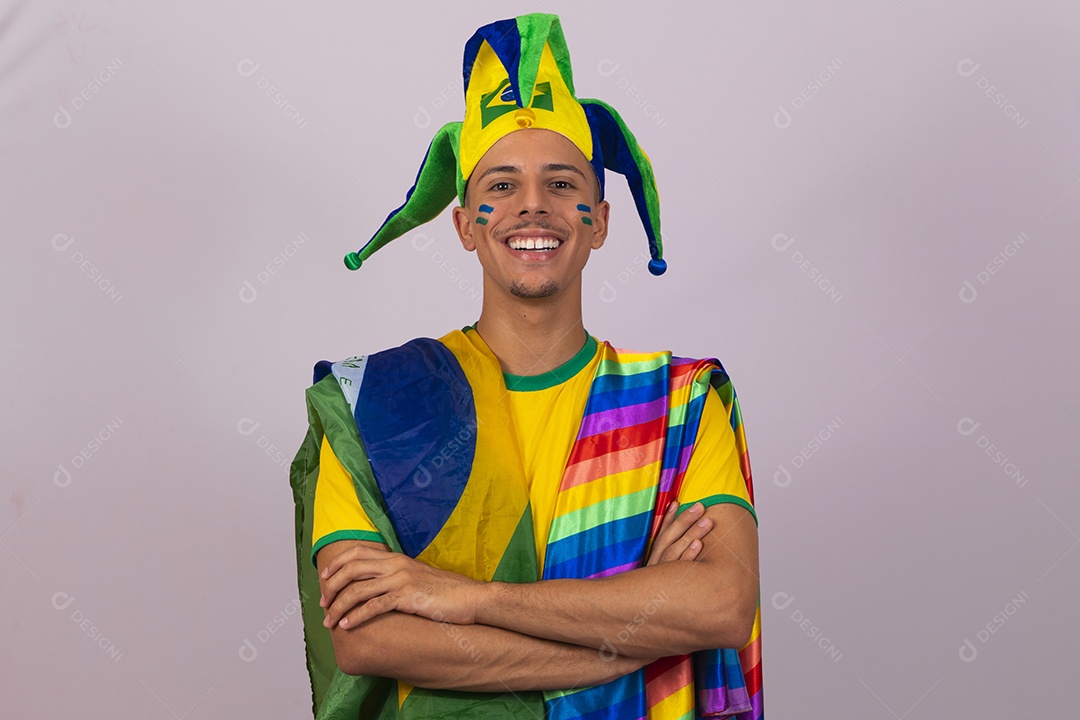 Homem jovem brasileiro torcedor copa do mundo Futebol