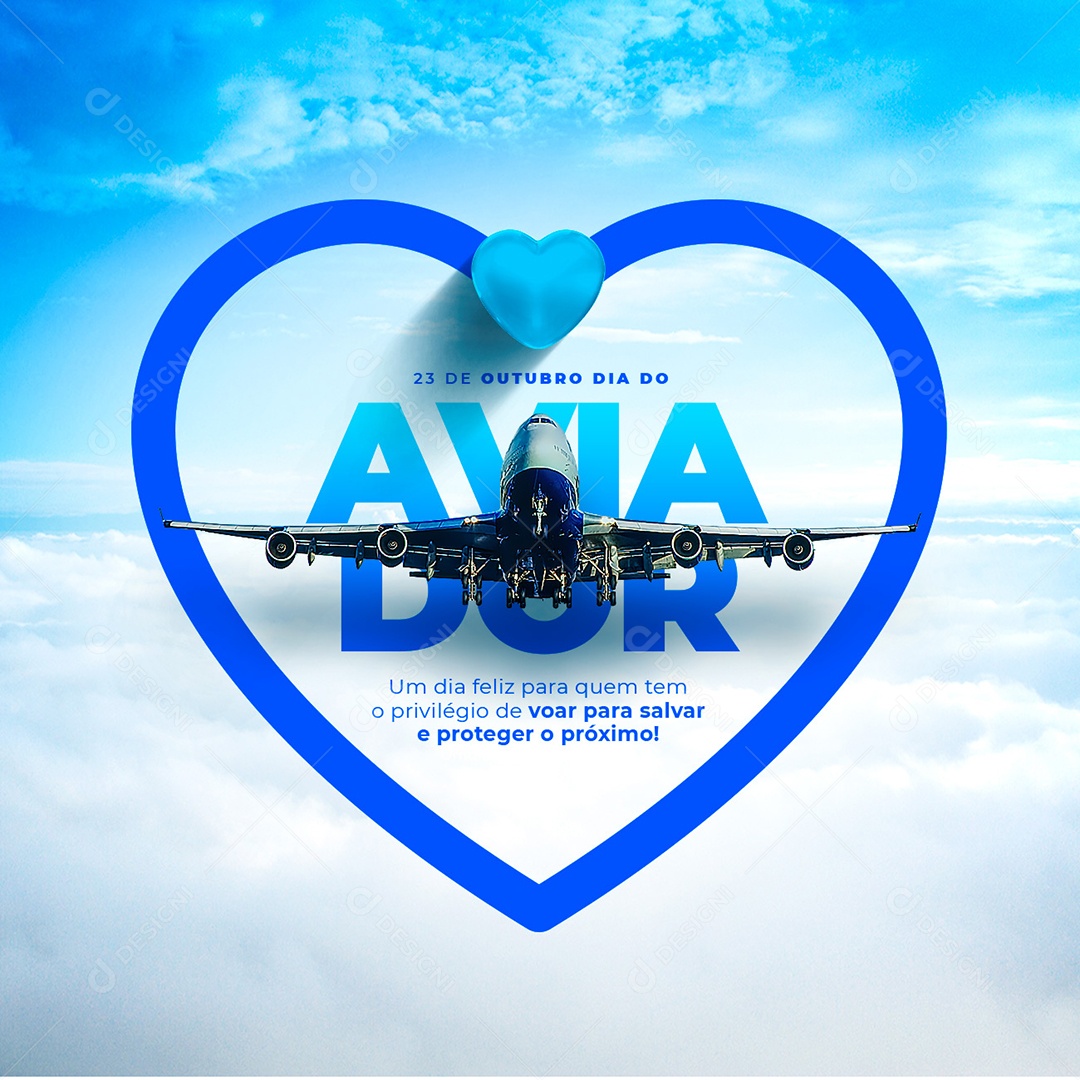 Um Dia Feliz Dia do Aviador Social Media PSD Editável