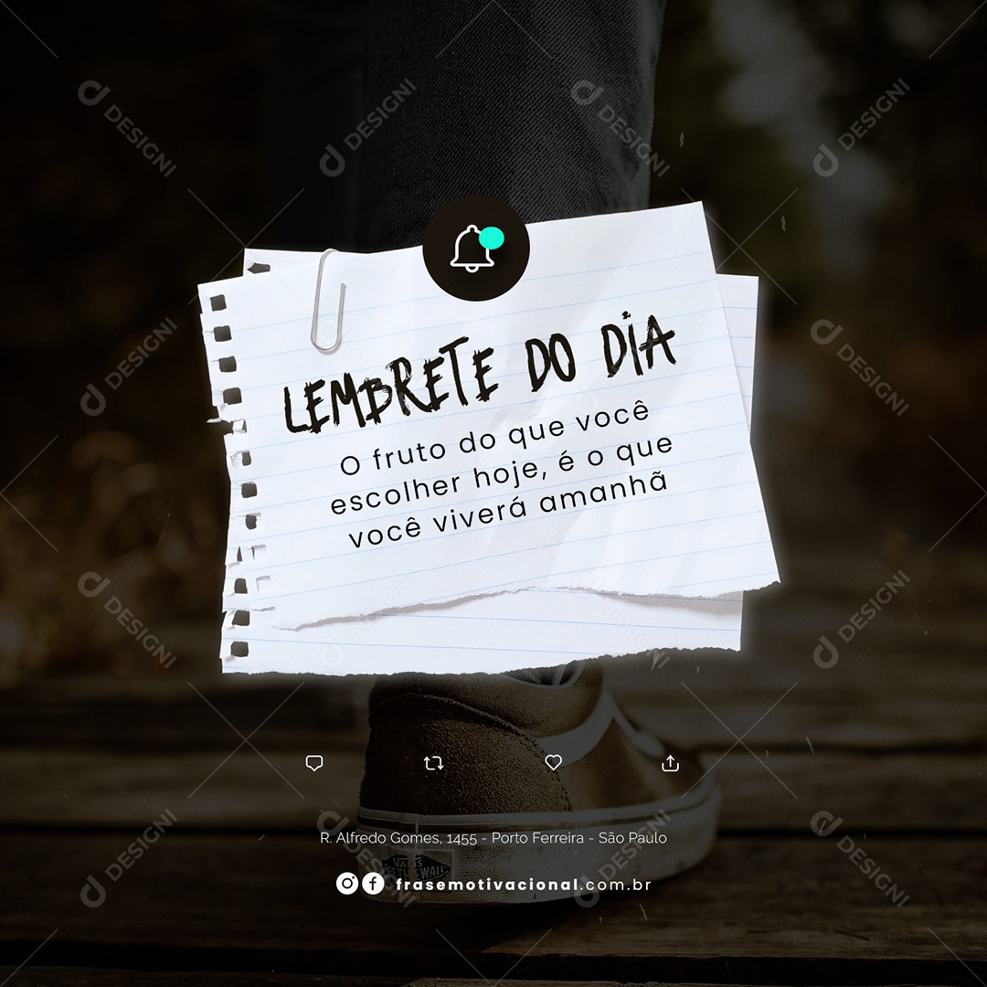 É Oque Viverá Amanhã Frase Motivacional Social Media PSD Editável