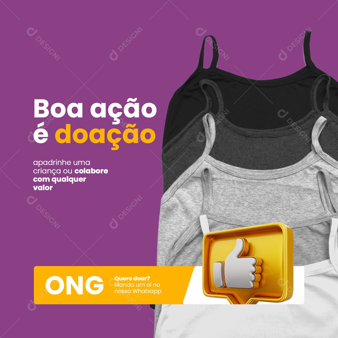 Ação Social Colabore com Qualquer Valor ONG Social Media PSD Editável