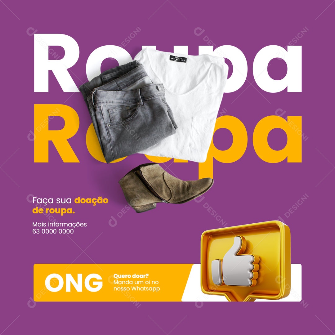 Faça sua Doação de Roupas Ação Social ONG Social Media PSD Editável