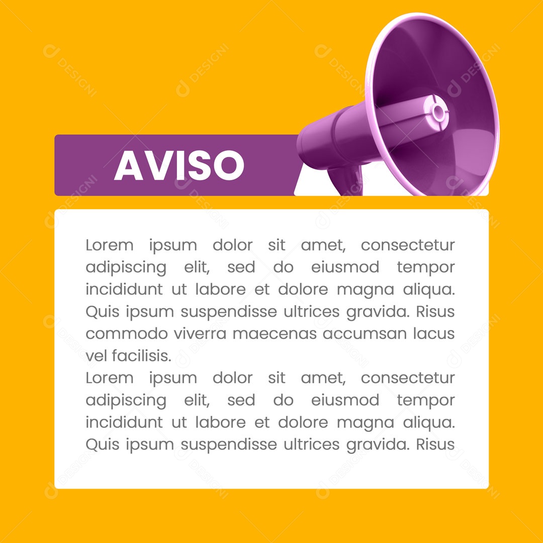 Social Media Aviso Comunicado Ação Social ONG PSD Editável