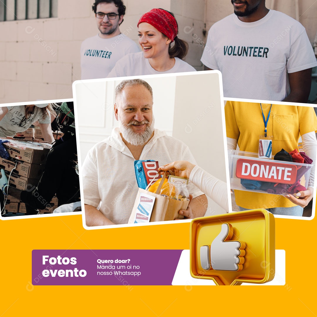 Ação Social Quer Doar Manda um Oi no Nosso Whatsapp ONG Social Media PSD Editável