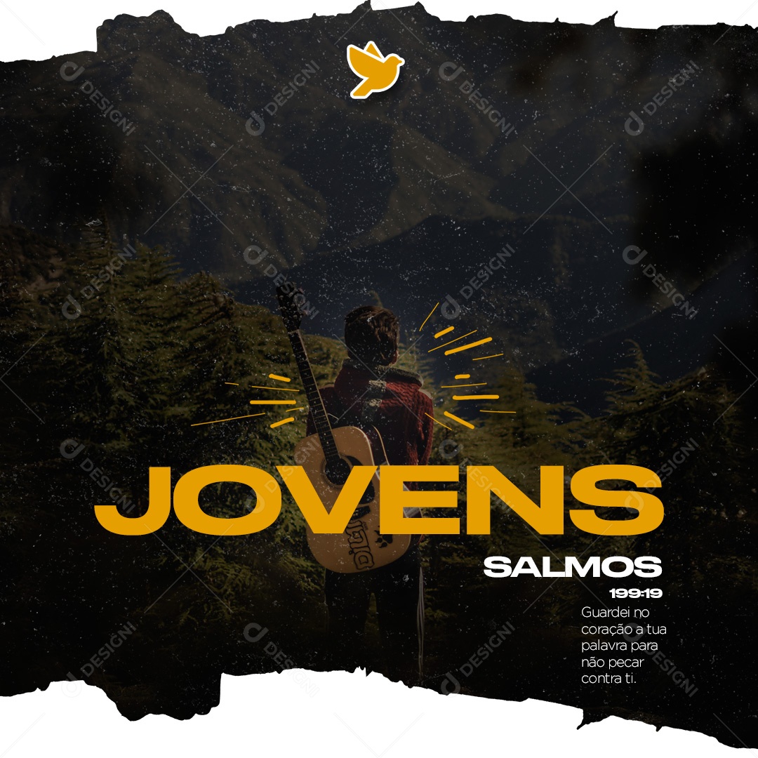Social Media Gospel Guardei no Coração a tua Palavra para não Pecar Contra ti PSD Editável