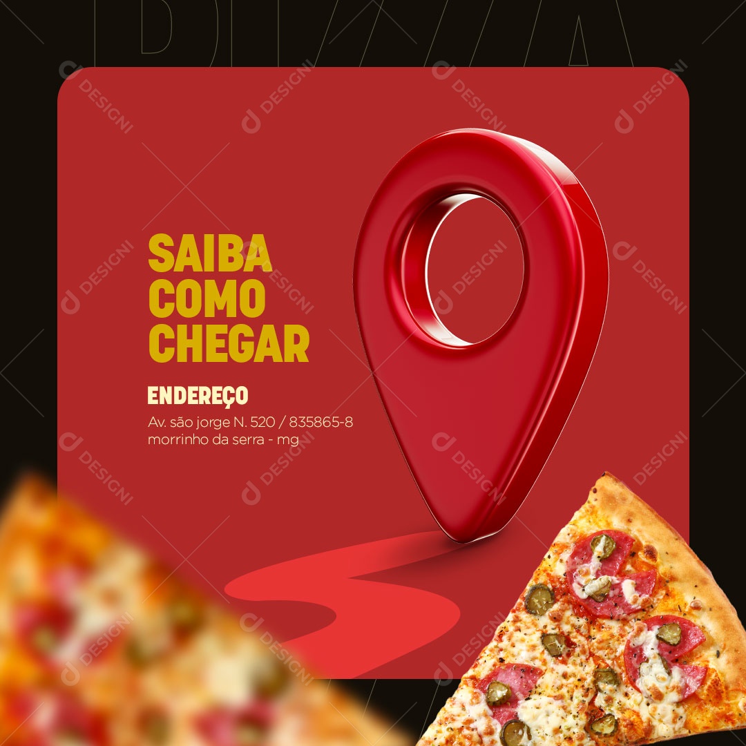 Social Media Pizzaria Pizza Localização Novo Endereço PSD Editável